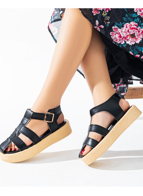 صندل جلد بأبزيم عالي الجودة CF-17-اسود