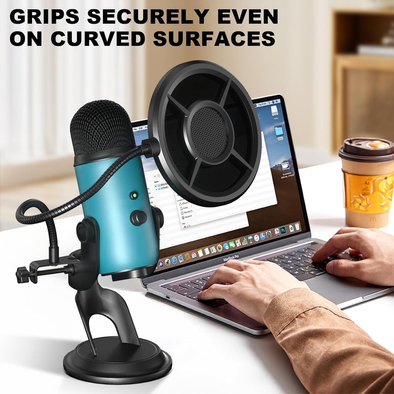Aokeo Microphone Pop Filter, Mic Mask Shield,Three-layer Wind Pop Screen With Flexible 360° Gooseneck Clip Stabilizing Arm For All Microphone - Image 5