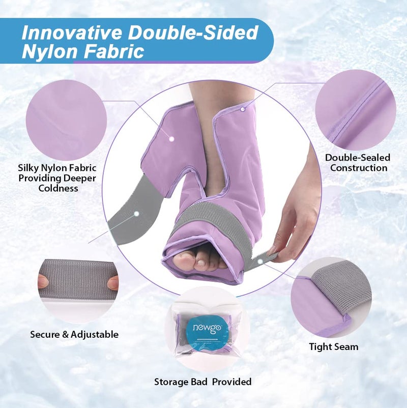 NEWGO Ice Pack Foot Ankle Ice Pack Wrap for Plantar Fasciitis, Foot Surgery Recovery, Hot Cold Therapy Ice Boot Foot for Bunions, Ankle Injury, Swelling, Burning Feet - Purple - Image 3