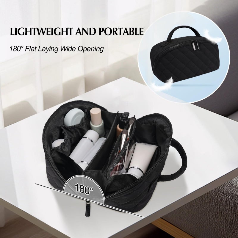 honitty Makeup Bag, Quilted Makeup Bag, Puffy Travel Make up Bags, Cosmetic Organizer Bag, Waterproof Toiletry Bag for Women - Image 5