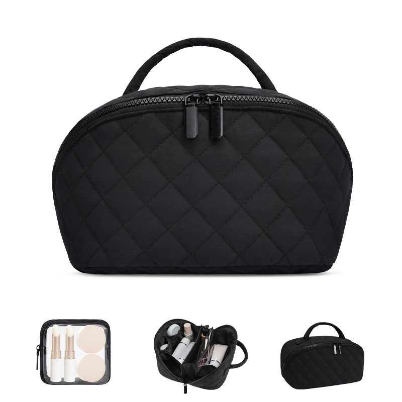 honitty Makeup Bag, Quilted Makeup Bag, Puffy Travel Make up Bags, Cosmetic Organizer Bag, Waterproof Toiletry Bag for Women - Image 1