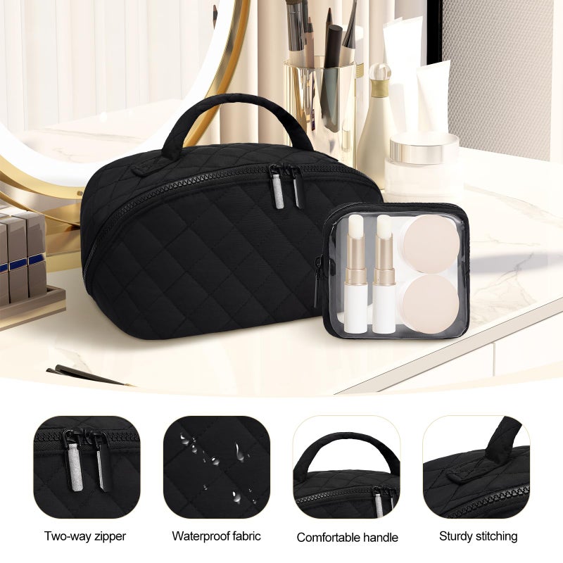 honitty Makeup Bag, Quilted Makeup Bag, Puffy Travel Make up Bags, Cosmetic Organizer Bag, Waterproof Toiletry Bag for Women - Image 4