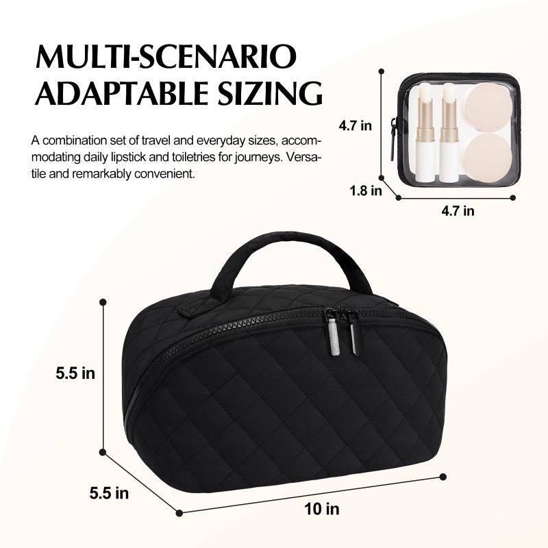 honitty Makeup Bag, Quilted Makeup Bag, Puffy Travel Make up Bags, Cosmetic Organizer Bag, Waterproof Toiletry Bag for Women - Image 2