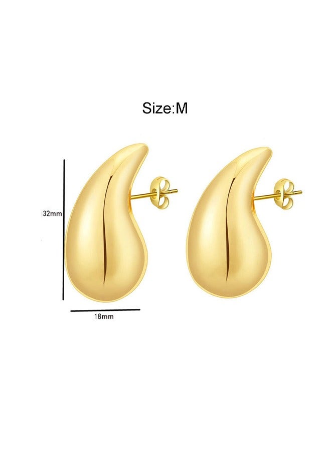 Chunky Gold Hoop Earrings For Women, Lightweight Water Drop Earrings, Teardrop Hoops Earrings, Gift for Women Girls - Image 5