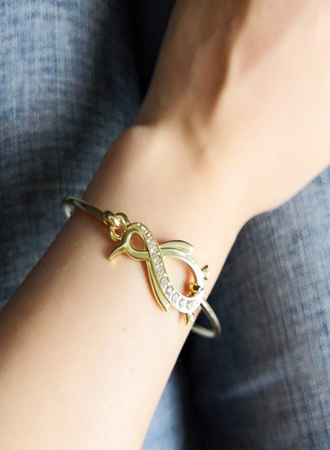 NOUMANDA Pretty Animal Jewelry Easy Open Penguin Bangle Bracelet (gold) - Image 3