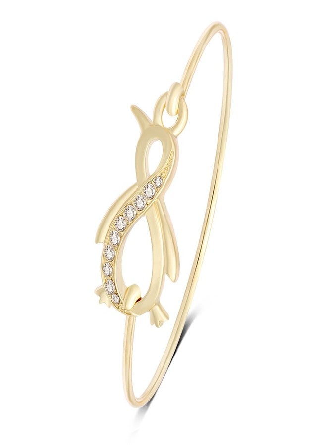 NOUMANDA Pretty Animal Jewelry Easy Open Penguin Bangle Bracelet (gold) - Image 1
