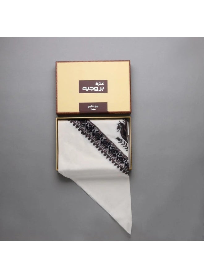 غترة بروجية شتوي بيج مطرز4 -2025 - Image 1