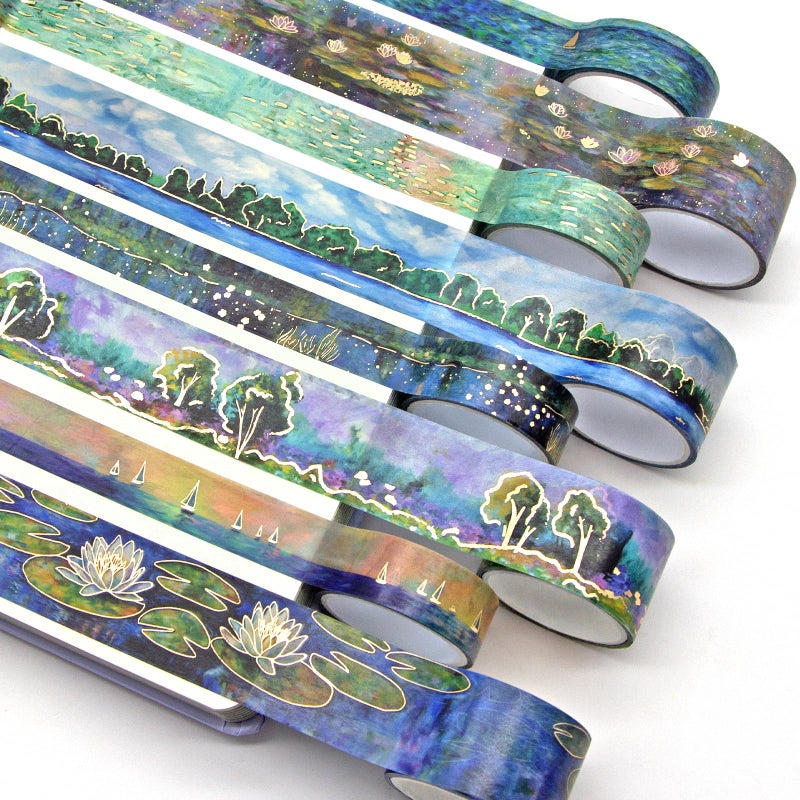 WAPETASHI 27 Rolls Washi Tape Set - Monet Gold Foil Vintage Decorative Masking Tape,Adhesive Craft Tapes for Scrapbooking Supplies,Journaling Supplies,Diy Crafts,Junk Journal Supplies, School Supplies - Image 4