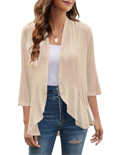 Yekaty Women's Soft and Flattering Open Front Cardigan - Perfect for Any Occasion (S-3XL) Beige - Image 1