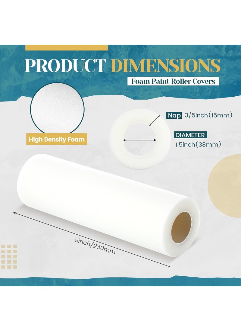 Nuenen Nuenen 18 Pcs 9 Inch Foam Paint Roller High Density Foam Paint Roller Covers Paint Roller for Painting Walls Doors Houses Cabinets Ceilings Furniture Smooth Even Finishes White  - Image 2