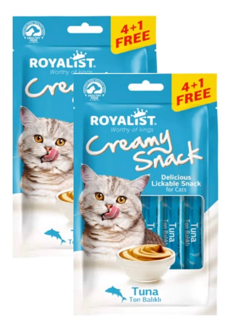 روياليست وجبة خفيفة كريمية من روياليست - وجبة خفيفة لذيذة قابلة لللعق للقطط، مكافآت القطط، بنكهة التونة. (عبوة من قطعتين) - Image 1