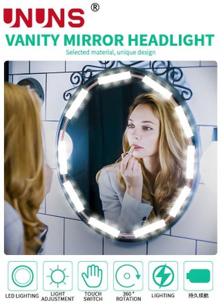 Led Vanity Lights Kit,1.5M Dimmable Touch Control Vanity Mirror Lights,Ultra Bright White LED For Makeup Vanity Table Bathroom Mirror,Mirror Not Included - view 2
