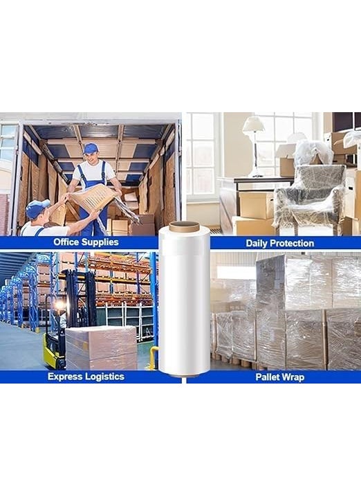 Amit Marketing - Amit Marketing Packing Cling Film - 600 MTR I Compostable Multipurpose Transparent Wrap Roll I 70 Micron, 12 Inch (300 mm) I for Packaging & Safety Needs, Gift, Bakery Items, Bouquet, DIY Craft - 2Pcs - Image 1