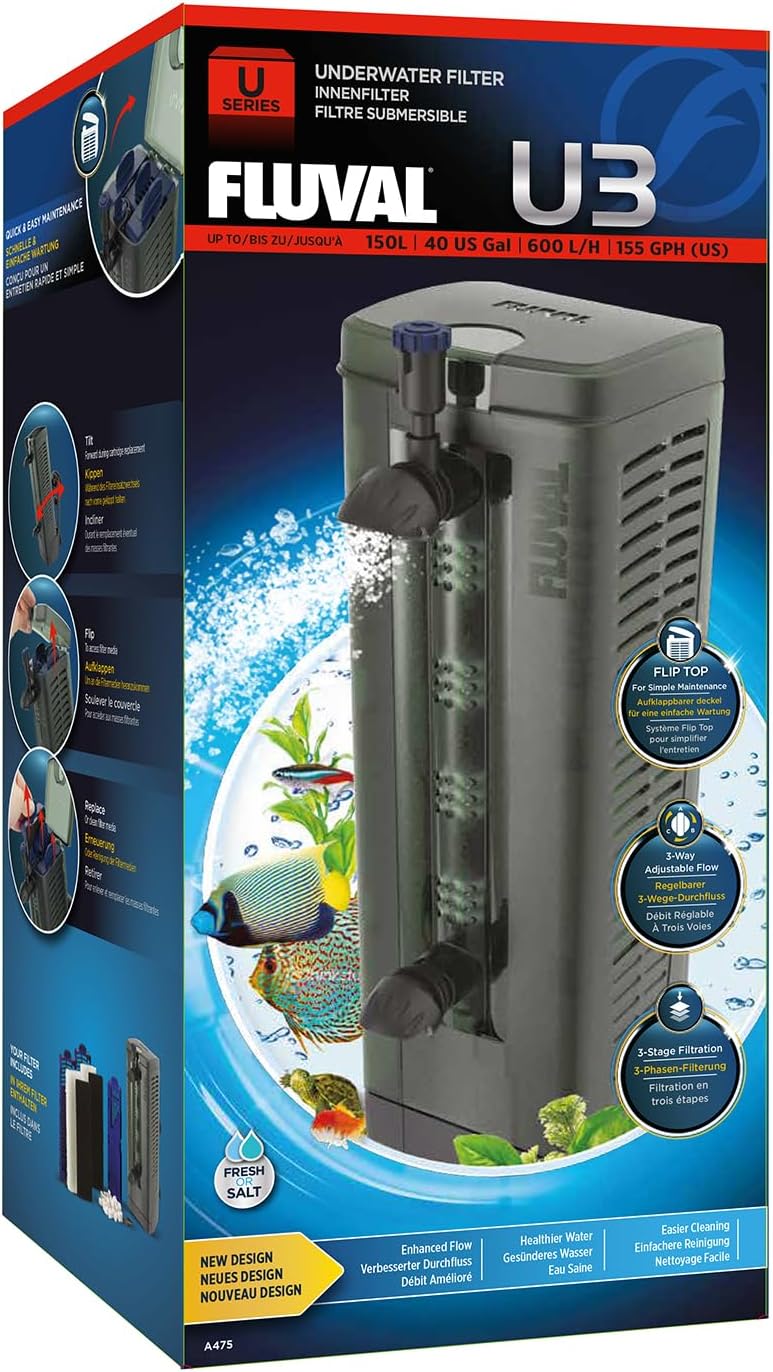 Fluval U3 Underwater Filter – Designed for Freshwater and Saltwater Aquariums, Also Ideal for Terrariums and Turtle Tanks - Image 1