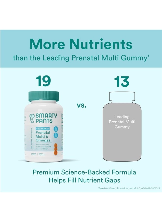 SmartyPants Prenatal Vitamins for Women, Sugar Free Multivitamin Gummies: Methylfolate, Omega 3 (ALA) Vitamin D3, C, Vitamin B12, B6, Vitamin A, K & Zinc, Erythritol Free, 60 Count (20 Day Supply)  - Image 3