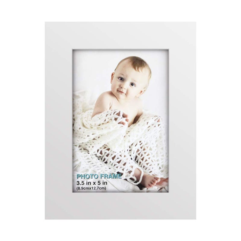 RPJC 3.5x5 inch Picture Frame Made of Solid Wood High Definition Glass for Table Top Display and Wall Mounting Photo Frame White - Image 2