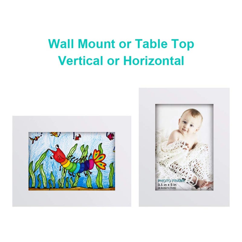 RPJC 3.5x5 inch Picture Frame Made of Solid Wood High Definition Glass for Table Top Display and Wall Mounting Photo Frame White - Image 3
