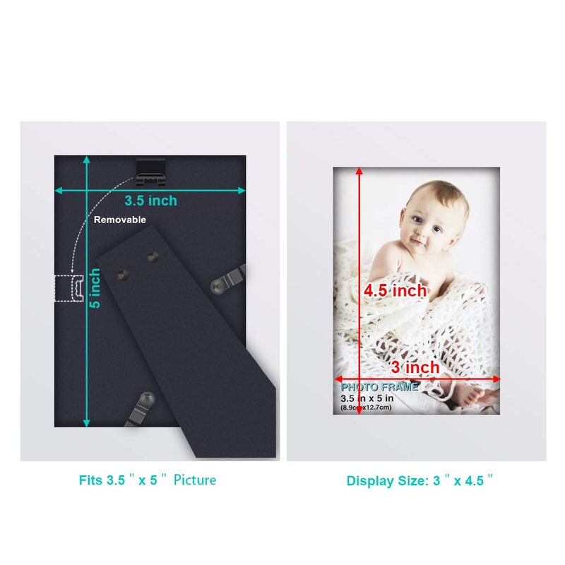 RPJC 3.5x5 inch Picture Frame Made of Solid Wood High Definition Glass for Table Top Display and Wall Mounting Photo Frame White - Image 4