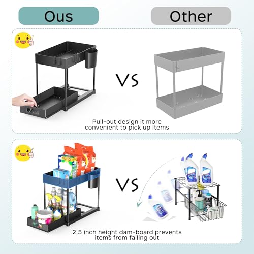 Kjfeoiye Under Sink Organizers and Storage, 2 Pack Large Capacity Heavy Load Pull-out Under Sink Shelves with Sliding Drawer for Kitchen and Bathroom, Black, 12 x 8.7 x 15.7 inch - Image 4