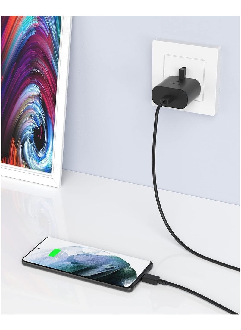 TecV - 45W USB C Super Fast Charging PD Charger with 1 m Cable - Compatible with S25 S24 S23 S22 S21 S20 Ultra, S24+ S23+ S22+ S21+, A53, A15, A54, Fold, Flip - Type C Power Adapter, - Image 1