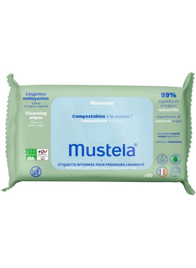Mustela Baby Home Compostable Cleansing Wipes with Natural Avocado - 60 units - Image 1