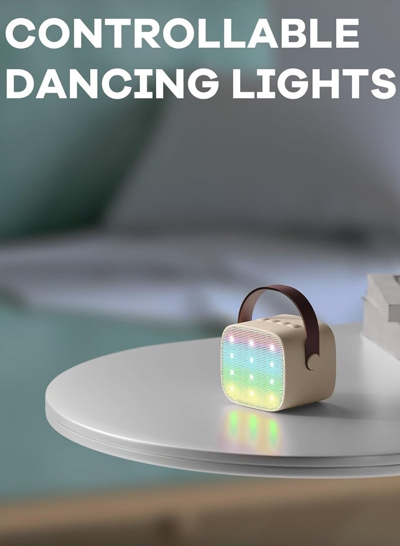 Colorful karaoke sound system, Karaoke Machine for Kids and Adults, Portable Mini Bluetooth Speaker with Wireless Microphone, Christmas Gift Toys with Colorful Lights (Beige 1 Microphone)  - Image 5