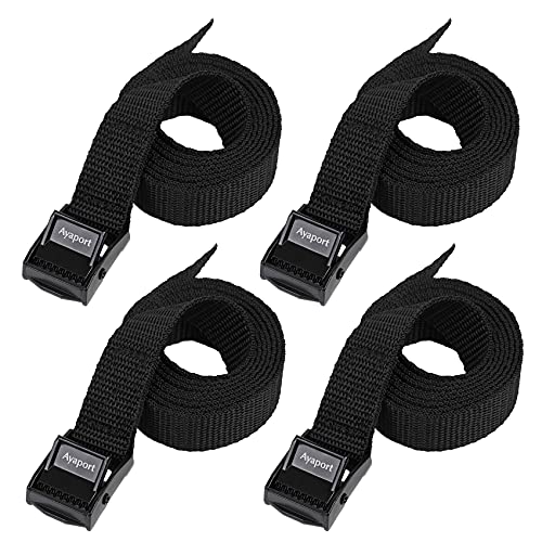Ayaport Lashing Straps with Buckles Adjustable Cam Buckle Tie Down Cinch Strap for Packing Black 4 Pack (0.75' x 48') - Image 1