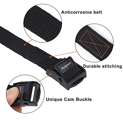 Ayaport Lashing Straps with Buckles Adjustable Cam Buckle Tie Down Cinch Strap for Packing Black 4 Pack (0.75' x 48') - Image 2