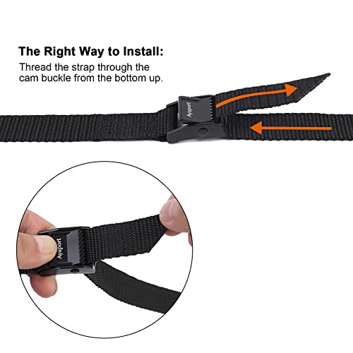 Ayaport Lashing Straps with Buckles Adjustable Cam Buckle Tie Down Cinch Strap for Packing Black 4 Pack (0.75' x 48') - Image 5