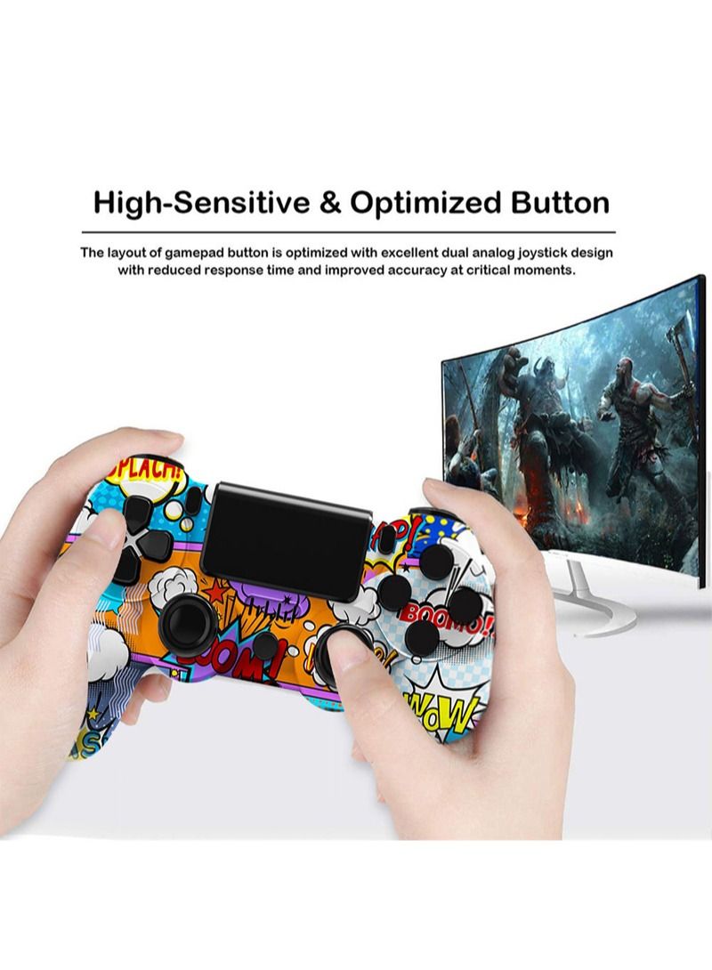 Flash Hawk وحدة تحكم بلوتوث لاسلكية لجهاز Ps4/PC/Steam مع جيروسكوب واهتزاز مزدوج بتصميم تمويه اللهب - Image 2