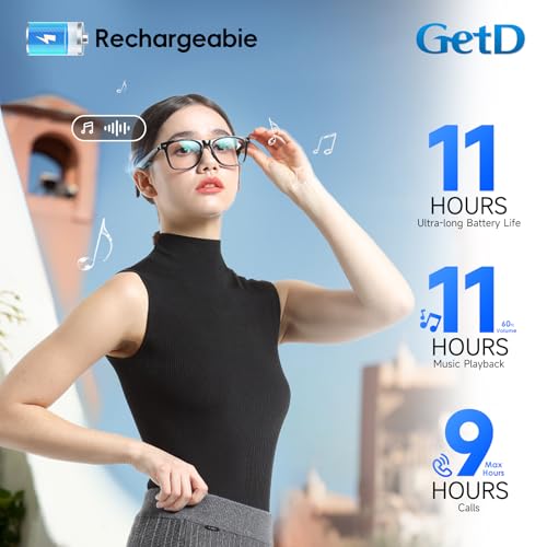GetD AI Glasses for Men & Women, Smart Glasses Powered by ChatGPT, AI Real-time Translation with 145 languages, 11H Music Play, Bluetooth Glasses with Anti-Blue Light Lens for Daily Use, Travel - Image 5
