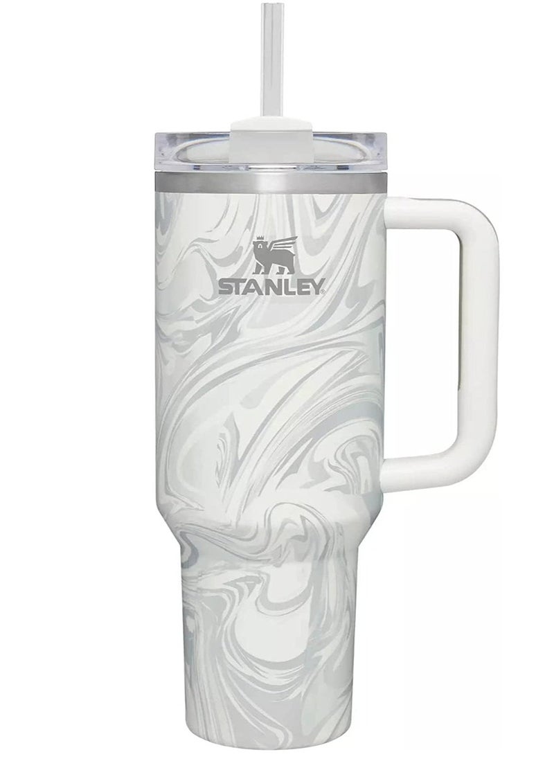 Stanley - Stanley Quencher H2.0 FlowState 40 oz Vacuum Insulated Tumbler with Lid and Straw – Rose Quartz Swirl - Image 1