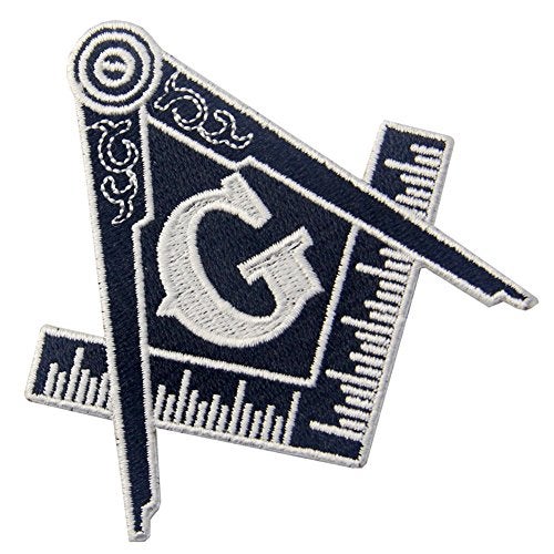Rocking Planet Masonic Logo Emblem Embroidered Freemason Iron On Sew On Patch - White & Black - Image 3
