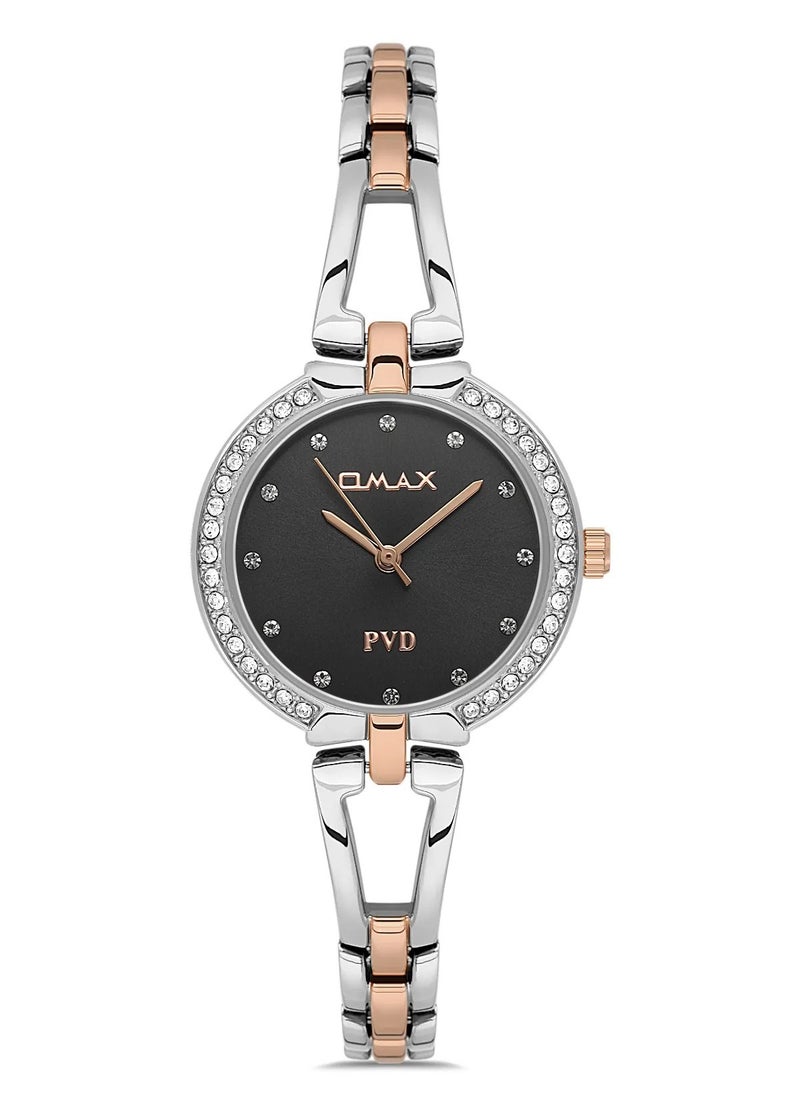 OMAX - Omax Women's Casual Luxury Wrist Watch, Watches for Women, Stainless Watches, Steel Silver Band, Black Analog Dial, Waterproof Watch, 1 Year Warranty - Image 1