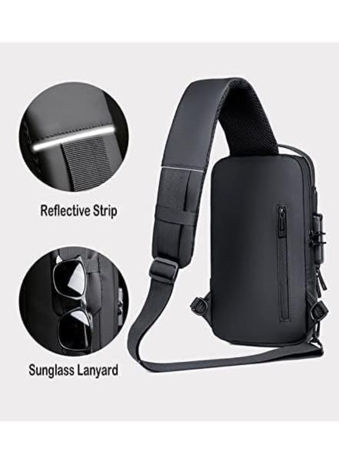 BEYTOR Anti-Theft Sling Shoulder Bag for Men – Waterproof Crossbody Chest Bag with USB Charging Port, Lightweight One-Strap Travel Backpack for Hiking, Cycling & Daily Use - Image 5