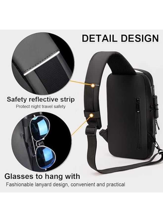 BEYTOR Anti-Theft Sling Shoulder Bag for Men – Waterproof Crossbody Chest Bag with USB Charging Port, Lightweight One-Strap Travel Backpack for Hiking, Cycling & Daily Use - Image 4