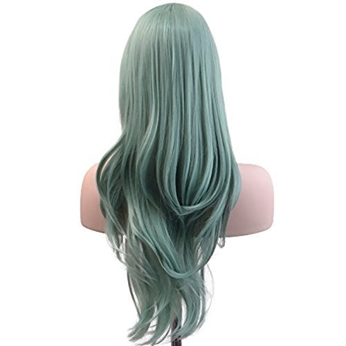 Akstore 28 inch Fashion Wigs Long Wavy Curly Hair Cosplay Wig (Grey Green) - Image 5