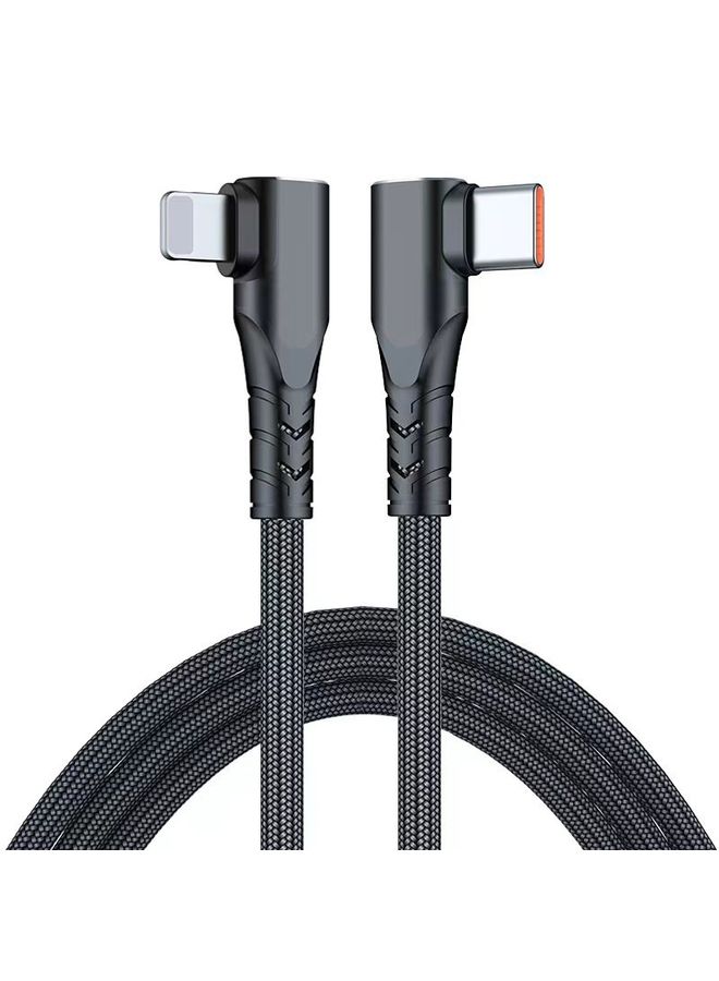 ENKAY Hat-Prince PD 20W Type-C to 8 Pin Dual Elbow Fast Charging Data Cable, Length:1m(Black) - Image 1