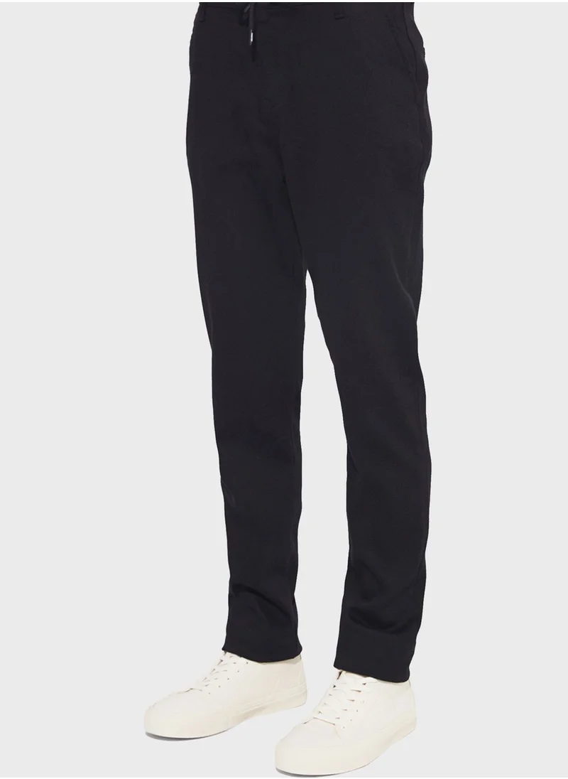 جون Textured Straight Fit Trousers