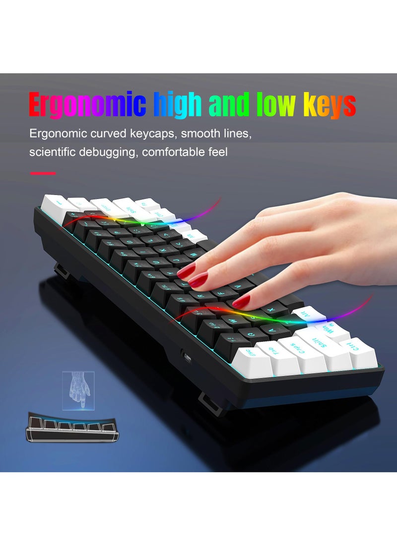 Rock Pow 61 keys Wired 60% Arabic English Mechanical Gaming Keyboard Blue Switch Full Anti-ghosting Portable Mini Keyboard for Windows Laptop PC Mac  - Image 4