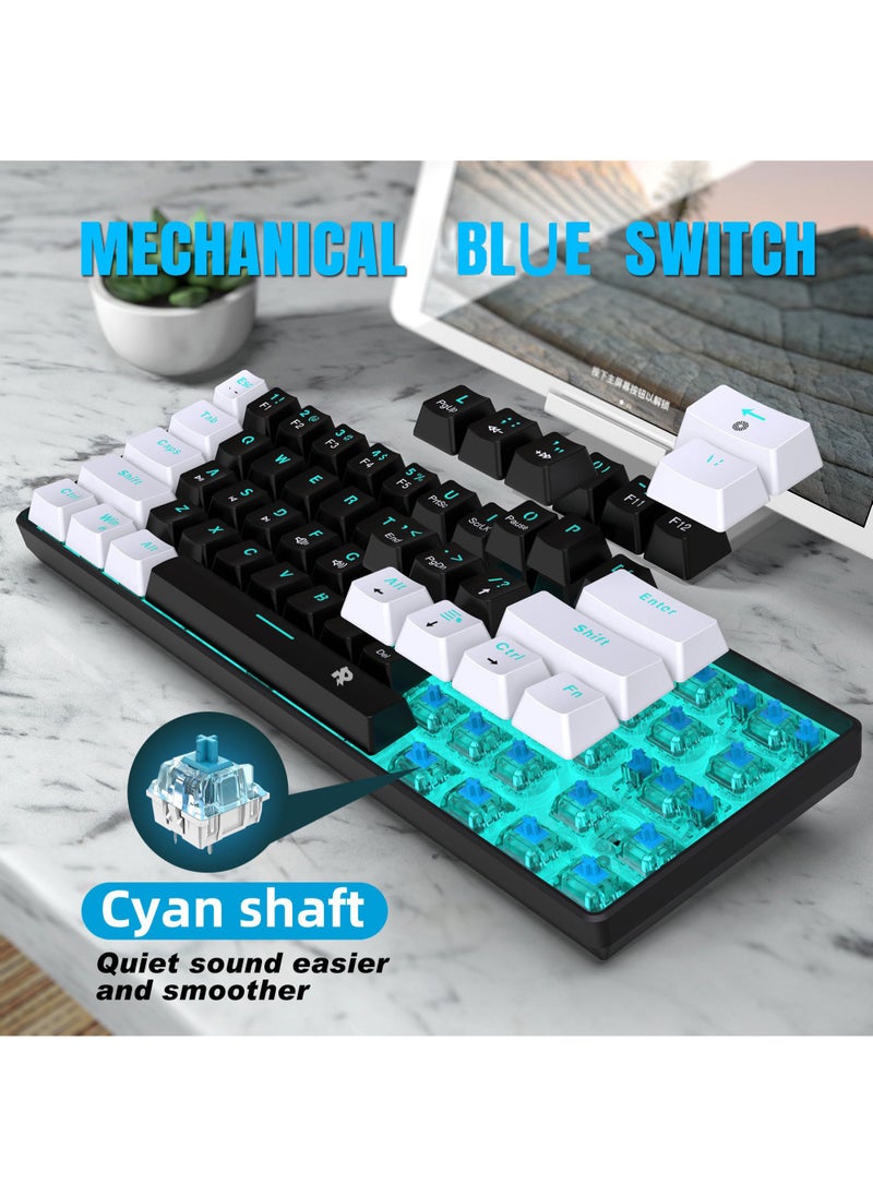 Rock Pow 61 keys Wired 60% Arabic English Mechanical Gaming Keyboard Blue Switch Full Anti-ghosting Portable Mini Keyboard for Windows Laptop PC Mac  - Image 2