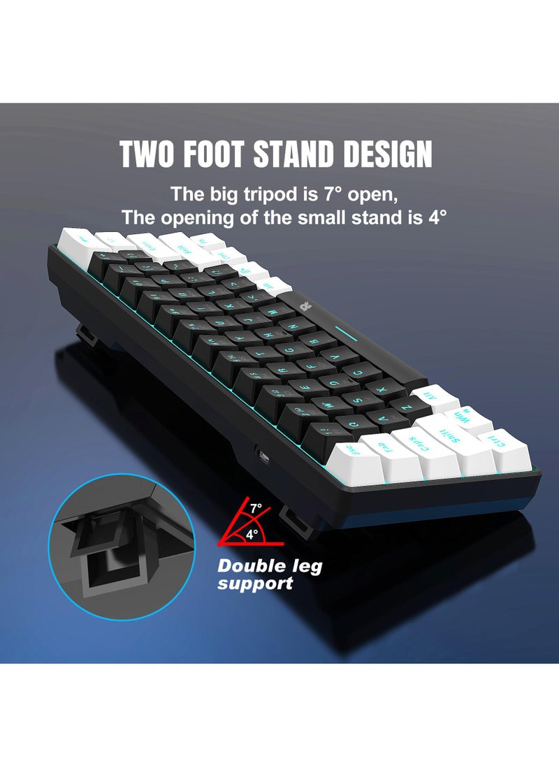 Rock Pow - 61 keys Wired 60% Arabic English Mechanical Gaming Keyboard Blue Switch Full Anti-ghosting Portable Mini Keyboard for Windows Laptop PC Mac - Image 1