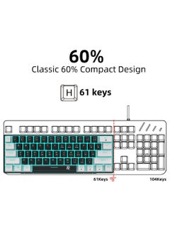 Rock Pow 61 keys Wired 60% Arabic English Mechanical Gaming Keyboard Blue Switch Full Anti-ghosting Portable Mini Keyboard for Windows Laptop PC Mac  - Image 5