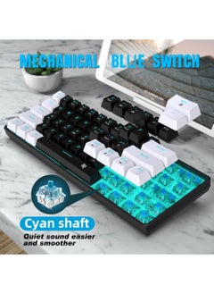 Rock Pow 61 keys Wired 60% Arabic English Mechanical Gaming Keyboard Blue Switch Full Anti-ghosting Portable Mini Keyboard for Windows Laptop PC Mac  - Image 2