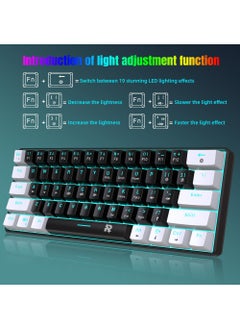Rock Pow 61 keys Wired 60% Arabic English Mechanical Gaming Keyboard Blue Switch Full Anti-ghosting Portable Mini Keyboard for Windows Laptop PC Mac  - Image 3