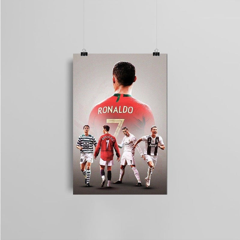 EMODA Inspirational Football Poster, Motivational Soccer Star Canvas Wall Art, Soccer Sports Art Poster for Gym Office Man Home Decoration Fan Gift (16"x24" Unframed, Cr7 Cristiano Ronaldo Footballer) - Image 2