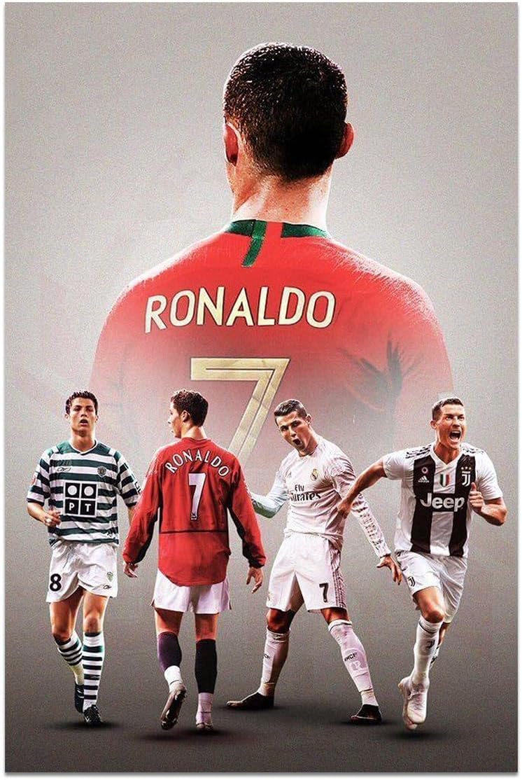 EMODA Inspirational Football Poster, Motivational Soccer Star Canvas Wall Art, Soccer Sports Art Poster for Gym Office Man Home Decoration Fan Gift (16"x24" Unframed, Cr7 Cristiano Ronaldo Footballer) - Image 1