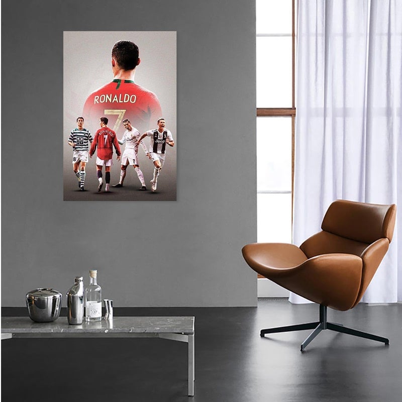 EMODA Inspirational Football Poster, Motivational Soccer Star Canvas Wall Art, Soccer Sports Art Poster for Gym Office Man Home Decoration Fan Gift (16"x24" Unframed, Cr7 Cristiano Ronaldo Footballer) - Image 3