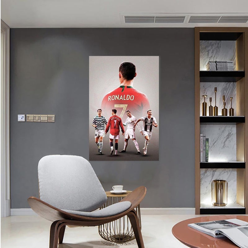 EMODA Inspirational Football Poster, Motivational Soccer Star Canvas Wall Art, Soccer Sports Art Poster for Gym Office Man Home Decoration Fan Gift (16"x24" Unframed, Cr7 Cristiano Ronaldo Footballer) - Image 4