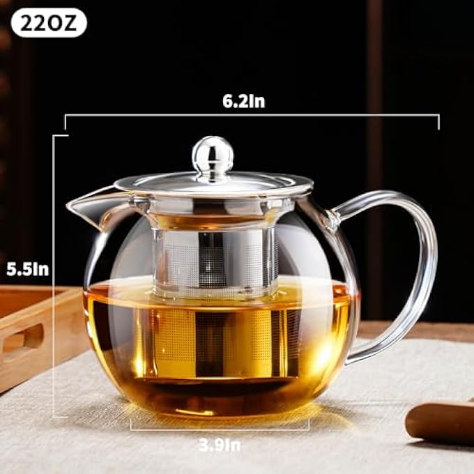 PARACITY Glass Teapot Stovetop 22 Oz650Ml Tea Pot With Removable 188 Stainless Steel Infuser Borosilicate Clear Tea Kettle Teapot Blooming And Loose Leaf Tea Maker Tea Brewer For Camping Travel - Image 4